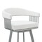 Armen Living Chelsea 25" Swivel Counter Stool with Silver Metal Finish and White Faux Leather LCCSBASLWH26 - alternate 4